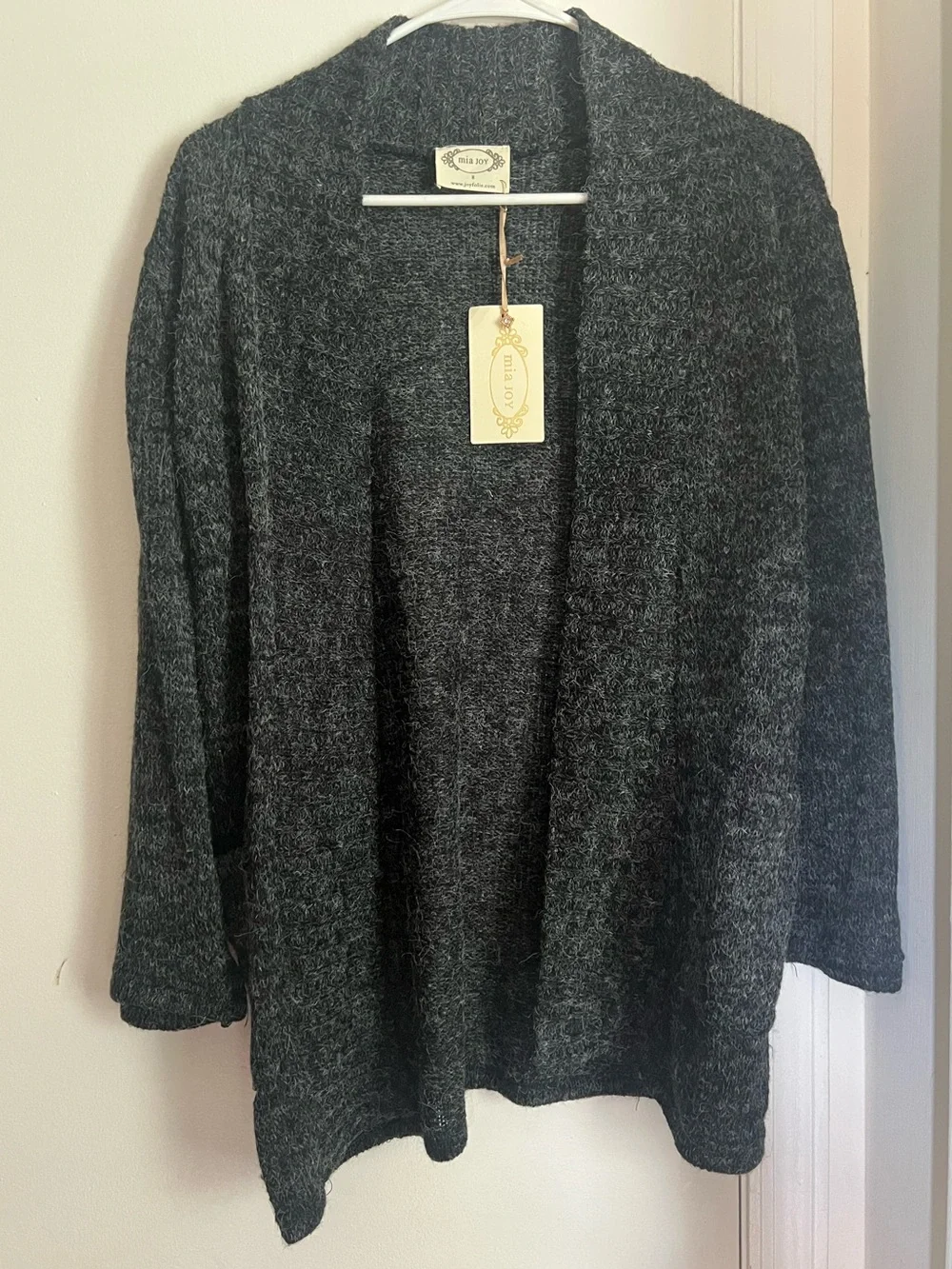 Joyfolie Charcoal Open-Front Women's Cardigan